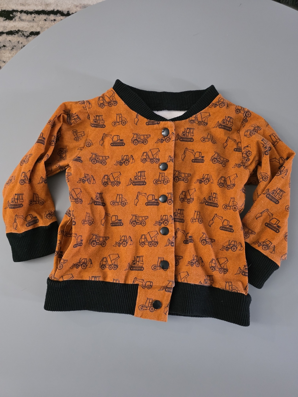Kids Orange Construction Print Button-Up Jacket